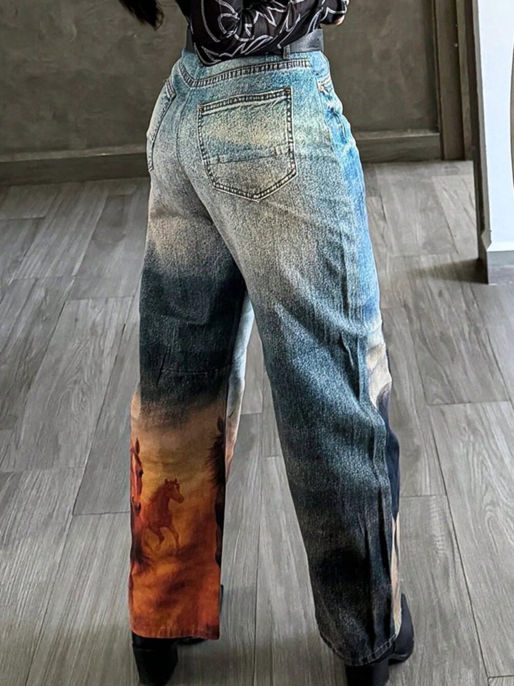 Blue Casual Women's Straight-Leg Denim Pants - Picture 2 of 7